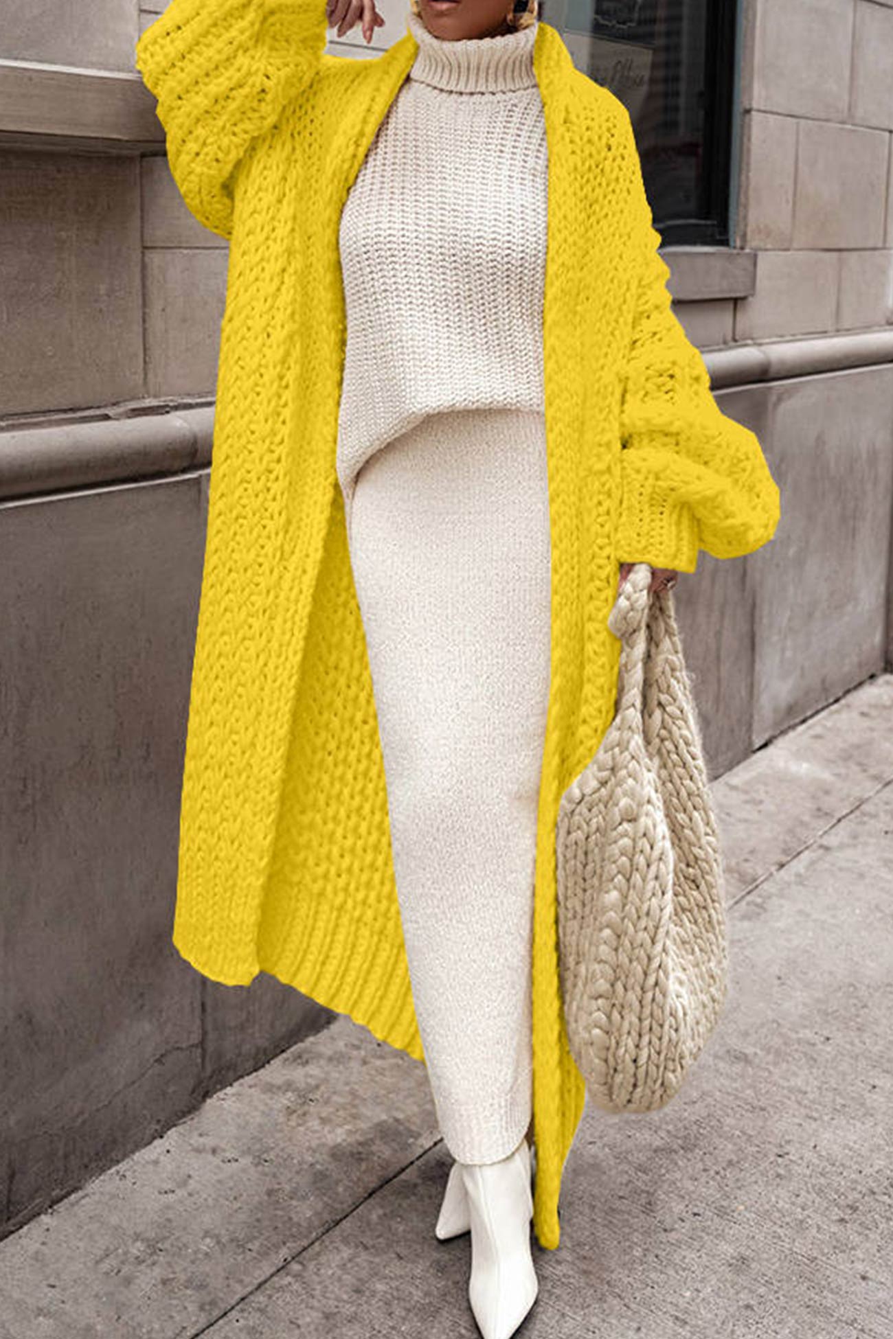 Women's long knitted cardigan