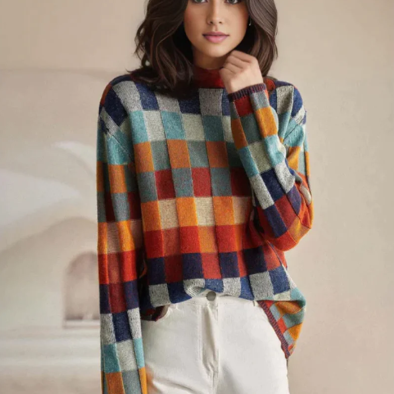 Olivia™ - Soft Patchwork Turtleneck