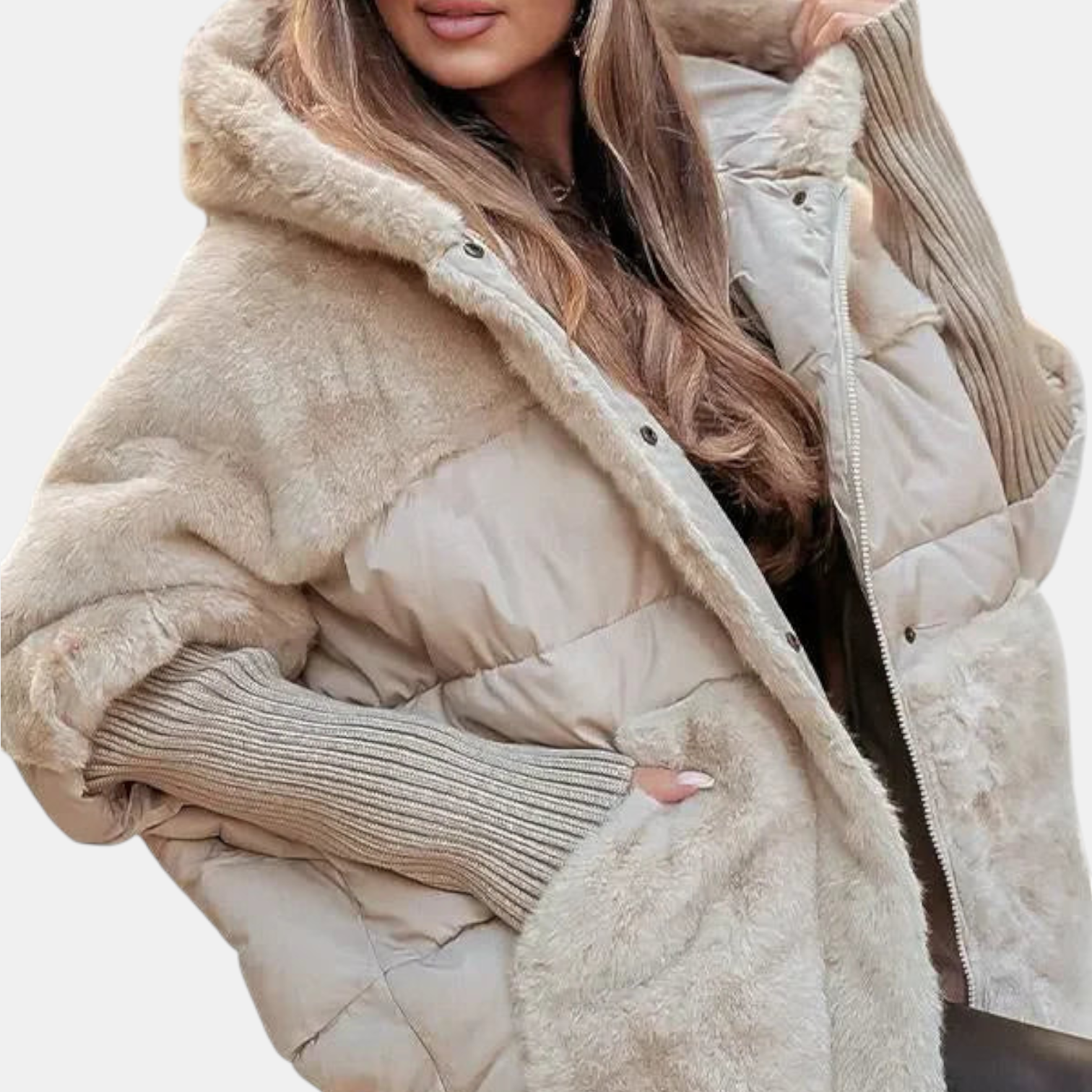 Oversized Hooded Patchwork Puffer Jacket
