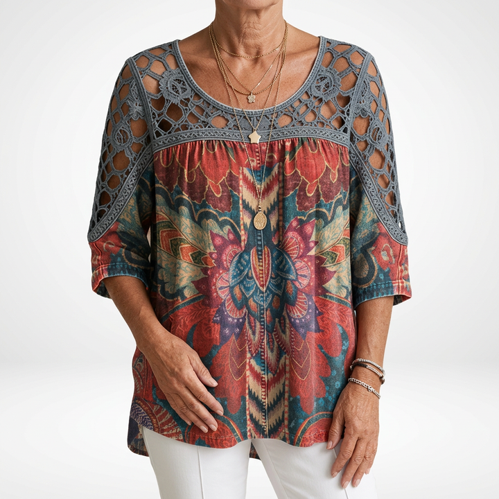 Elara | Boho Ethnic Print Blouse