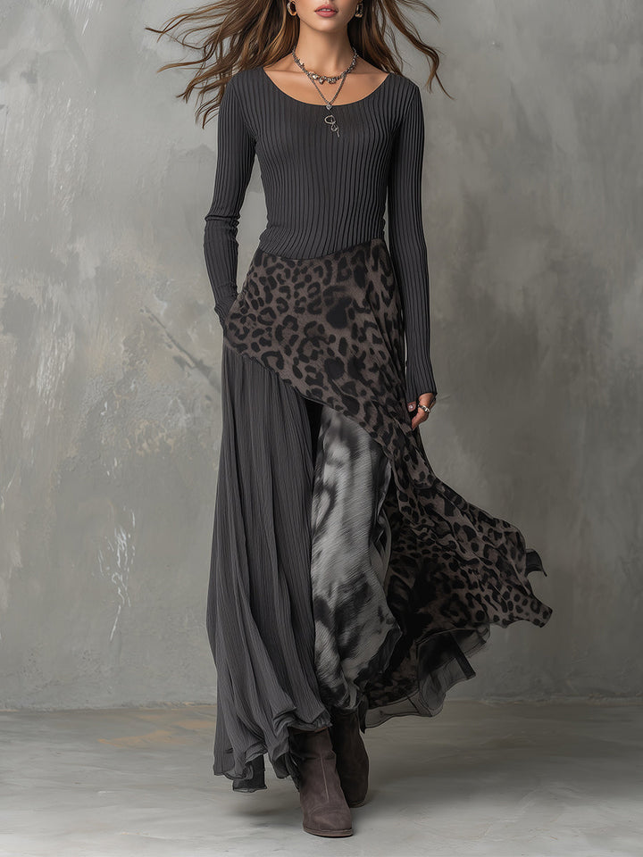 Rivah | Bohemian Leopard Print Maxi Dress