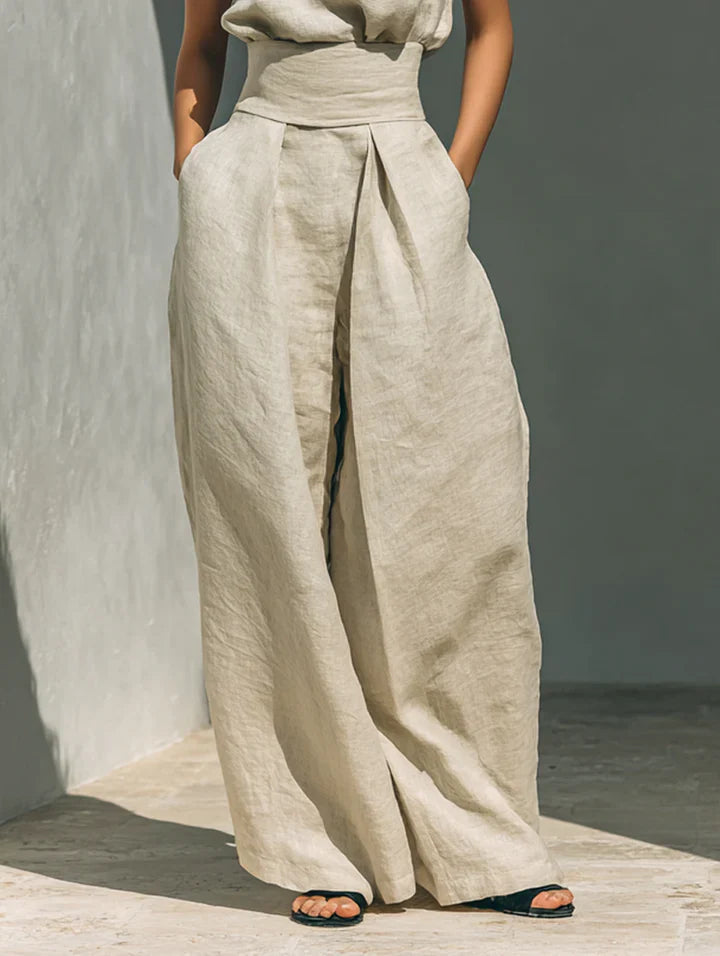 Flo | Minimalist Set of Sleeveless Blouse and Wide-Leg Trousers