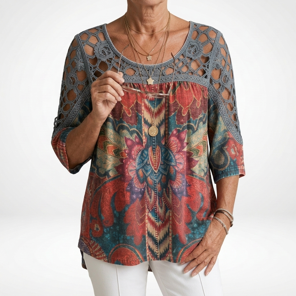 Elara | Boho Ethnic Print Blouse