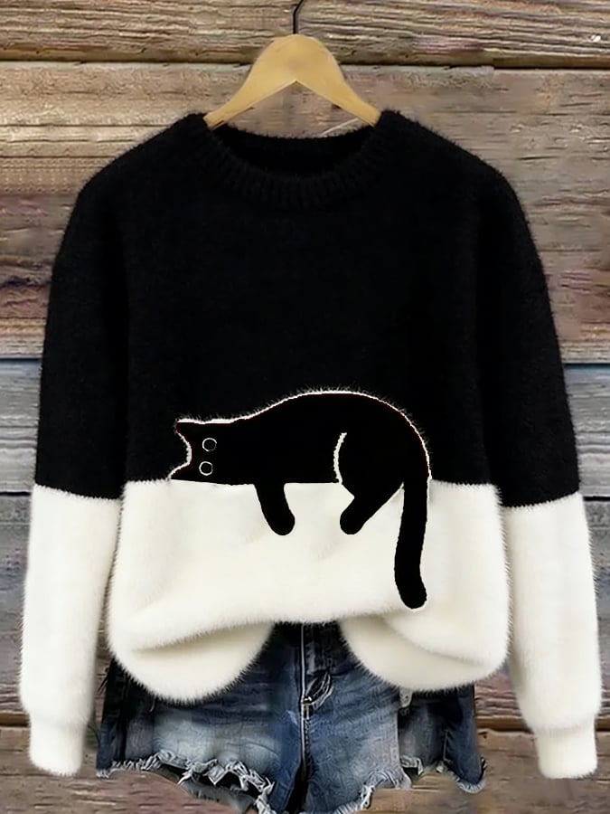 Luna | Cat Print Sweater
