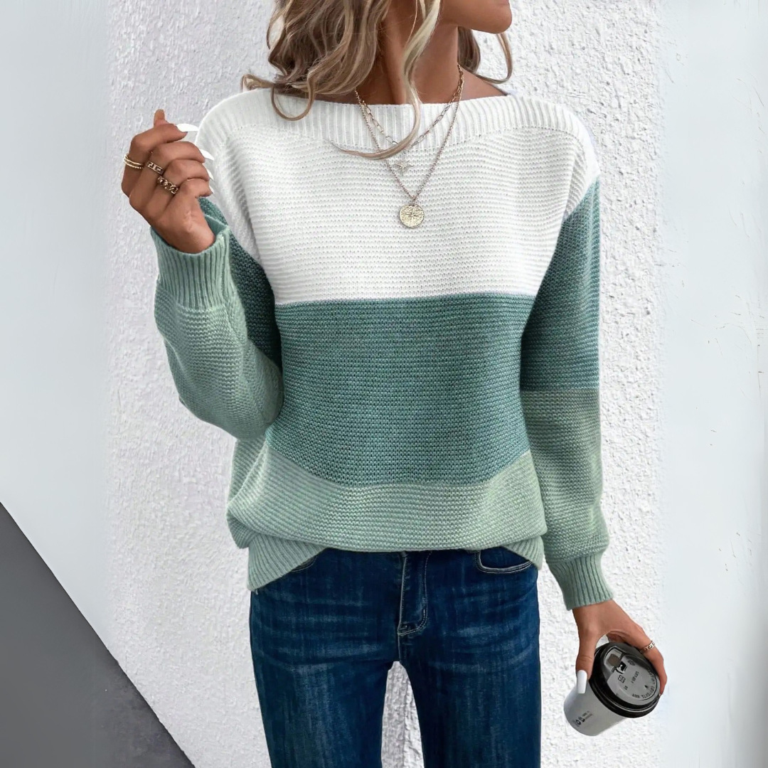 Clara | Elegant Three-Color Patchwork Sweater