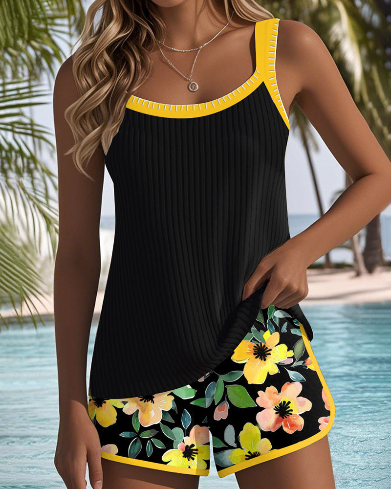 Valeria | Elegant Tankini with Floral Shorts