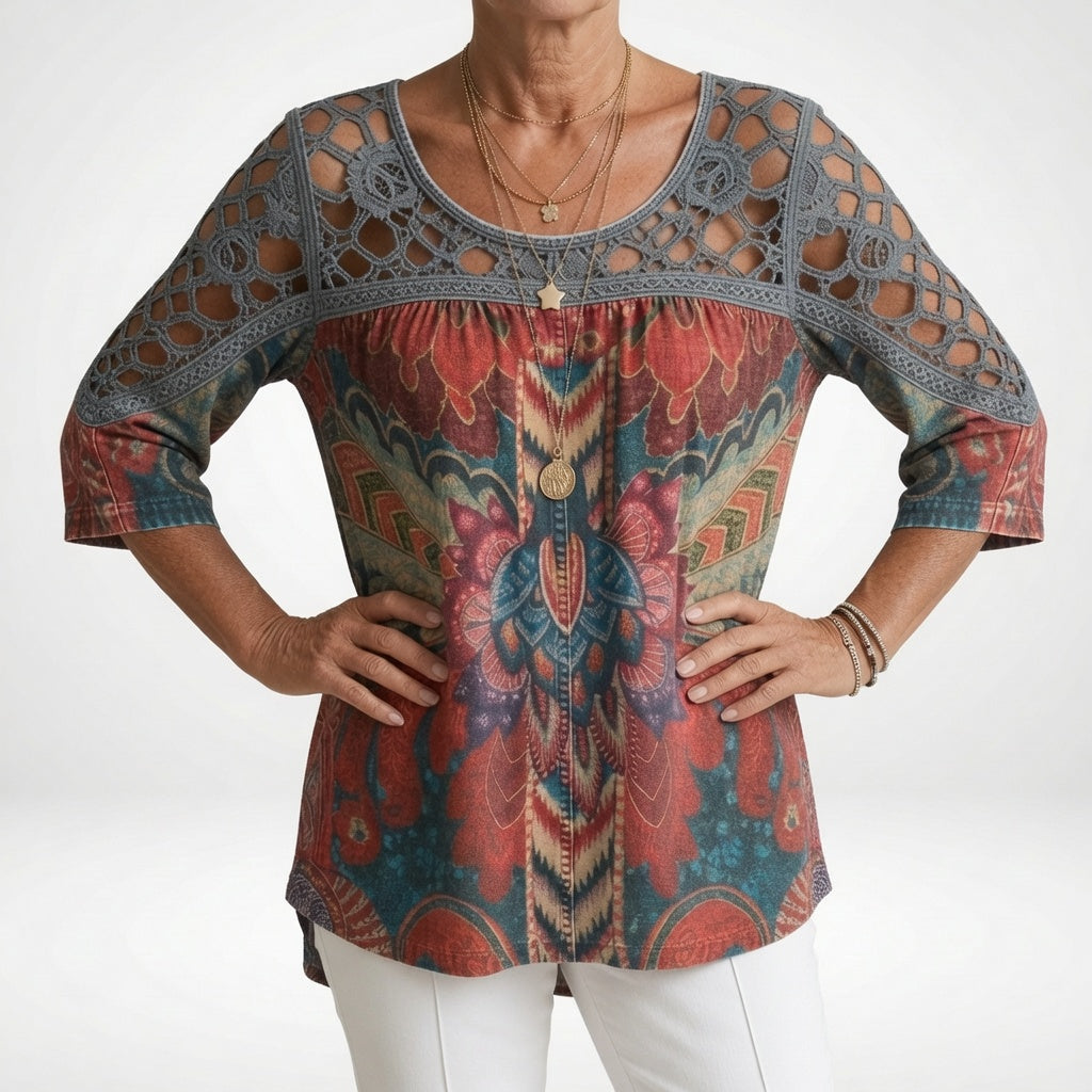 Elara | Boho Ethnic Print Blouse