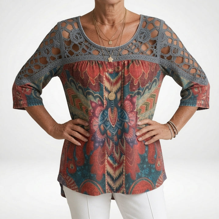 Elara | Boho Ethnic Print Blouse