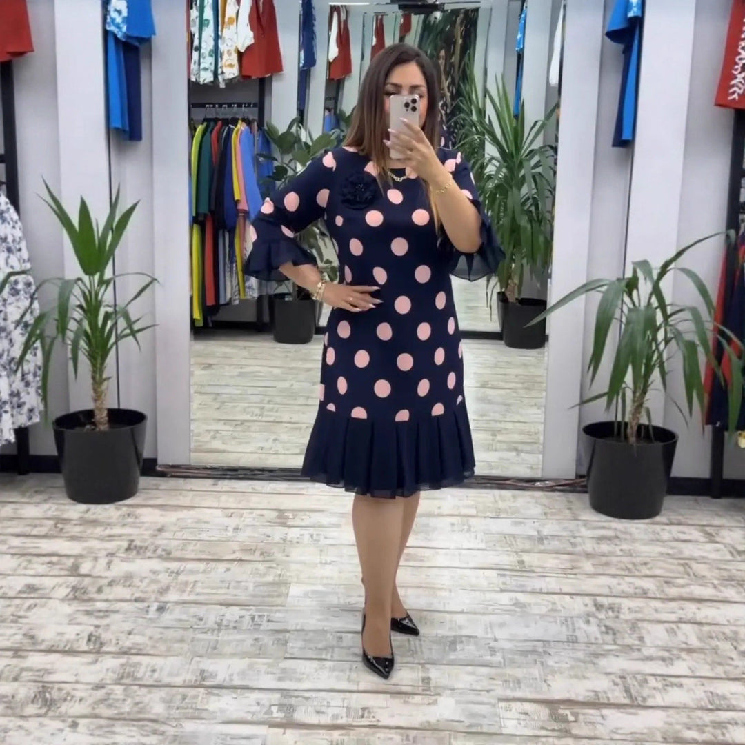 Palerine | Pleated Polka Dot Dress