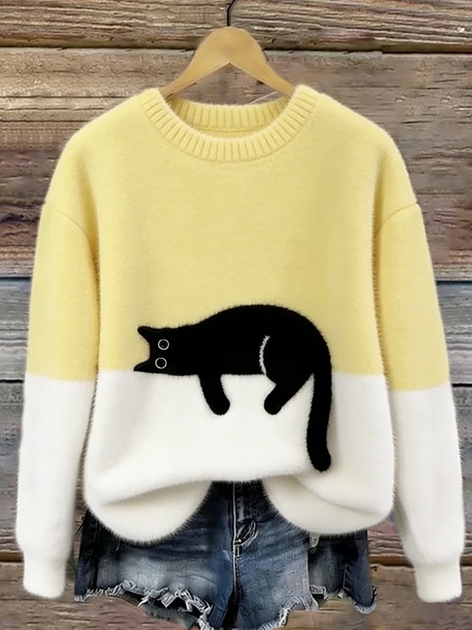 Luna | Cat Print Sweater