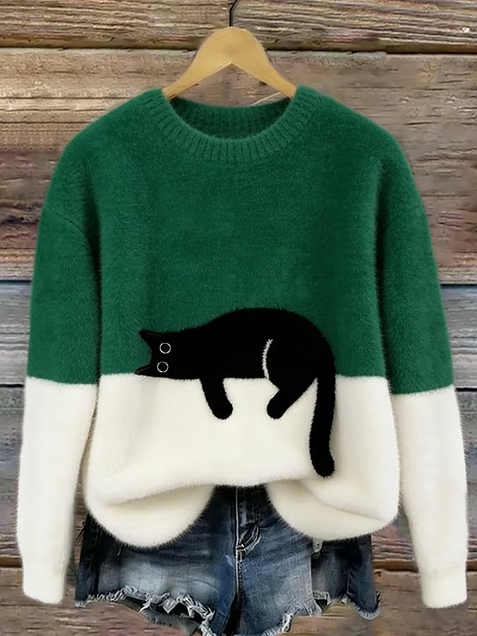 Luna | Cat Print Sweater