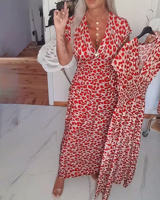 Liona | Elegant Dress with Leopard Print and V-Neck