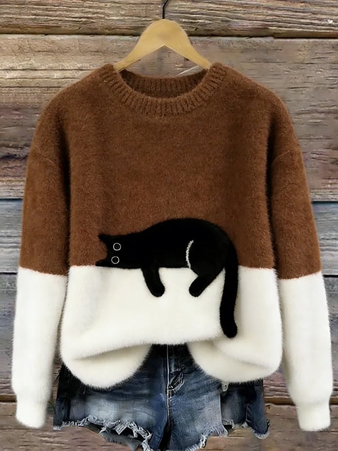 Luna | Cat Print Sweater
