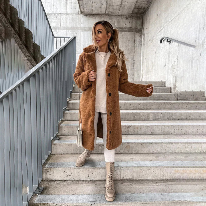 Women's Long Teddy Coat for Winter