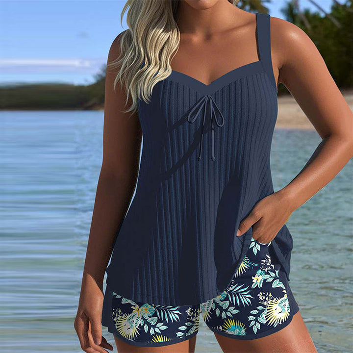 Carla | Striped Swimsuit with Beach Shorts