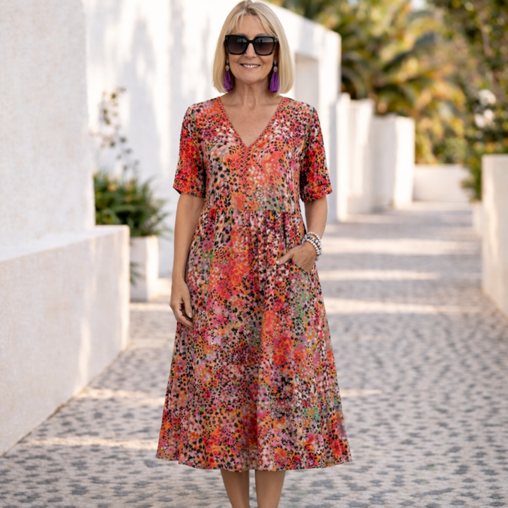 Joan |  Elegant Comfort Midi Dress