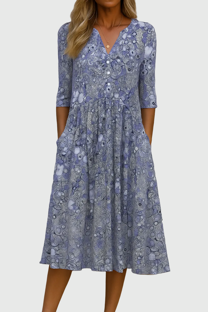 Rosa | Elegant Midi Dress with V-Neckline