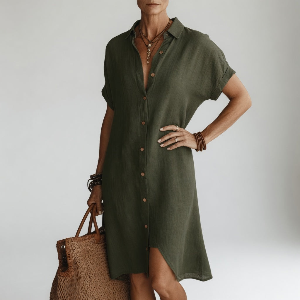 Évanélie | Premium Breathable Midi Shirt Dress