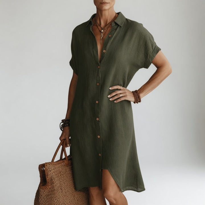 Évanélie | Premium Breathable Midi Shirt Dress