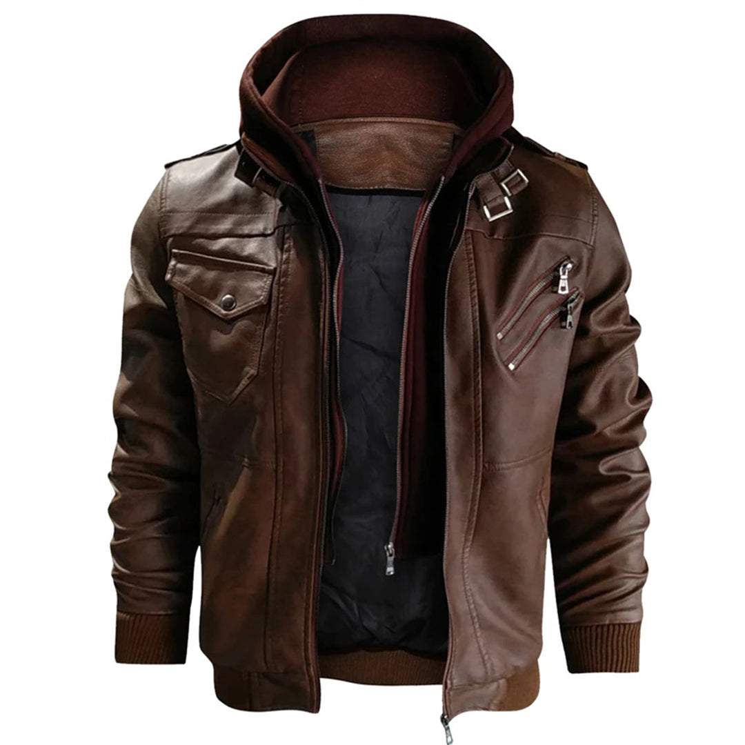 Jacob | Men's Leather Jacket with Hood