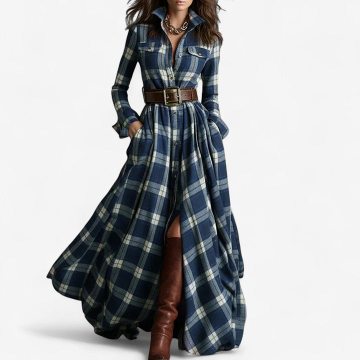 Amelia Barbara | Timeless Checkered Maxi Dress