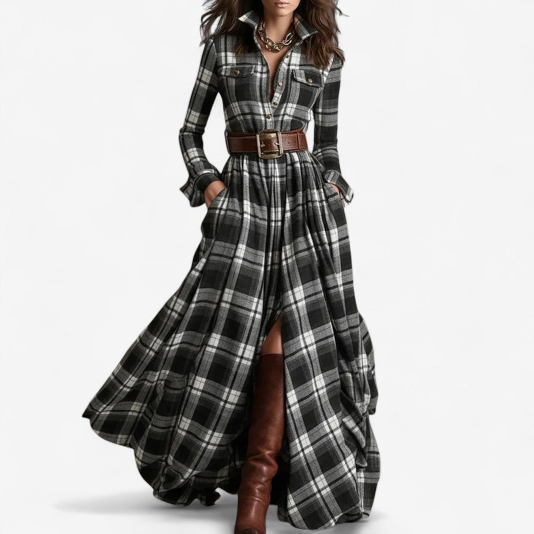 Amelia Barbara | Timeless Checkered Maxi Dress