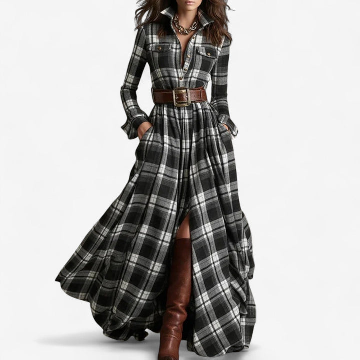 Amelia Barbara | Timeless Checkered Maxi Dress