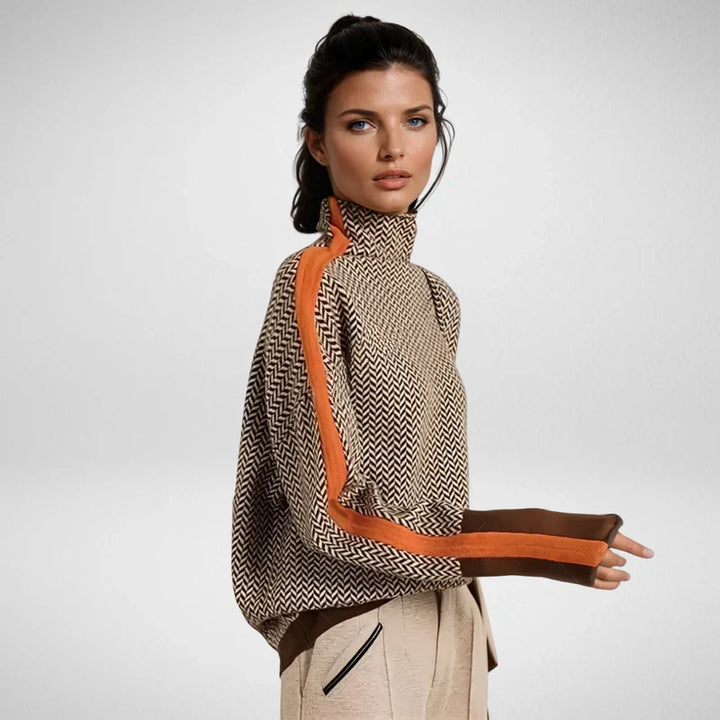 Claire | Turtleneck Sweater with Contrast Stripes