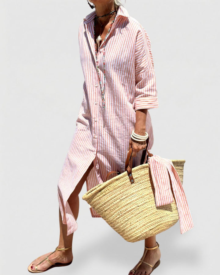 Sophia | Elegant Striped Shirt Dress