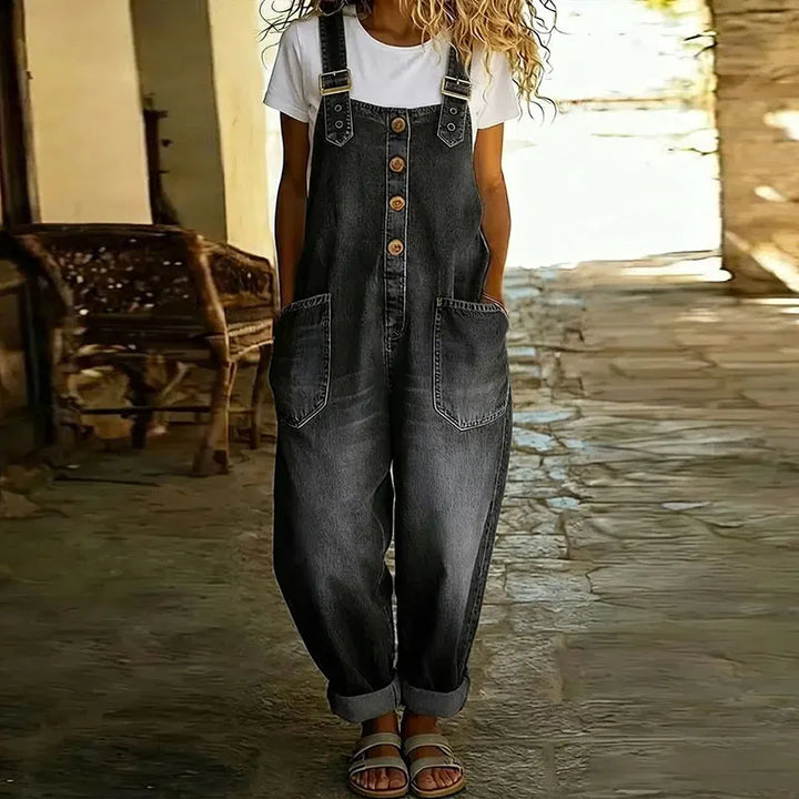 Saylor | Vintage Soft Cotton Denim-Look Overalls