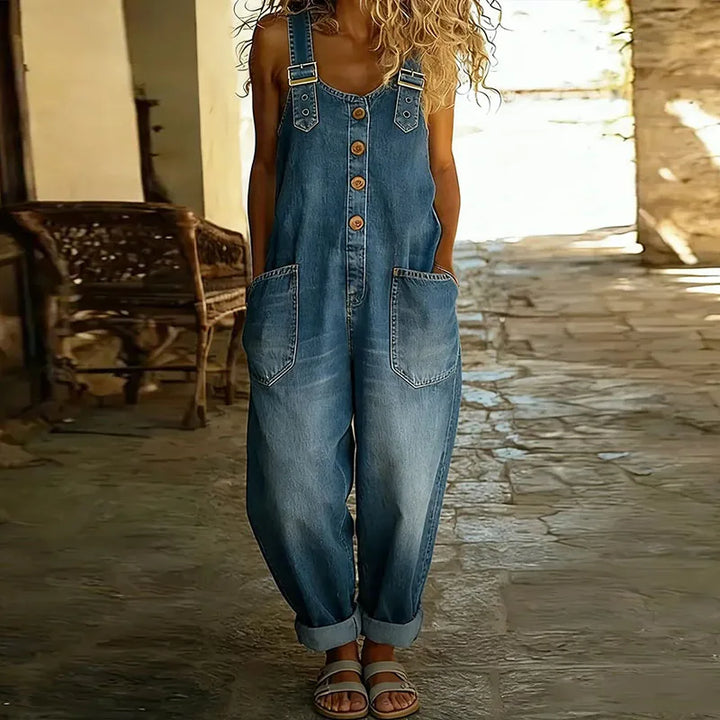 Saylor | Vintage Soft Cotton Denim-Look Overalls