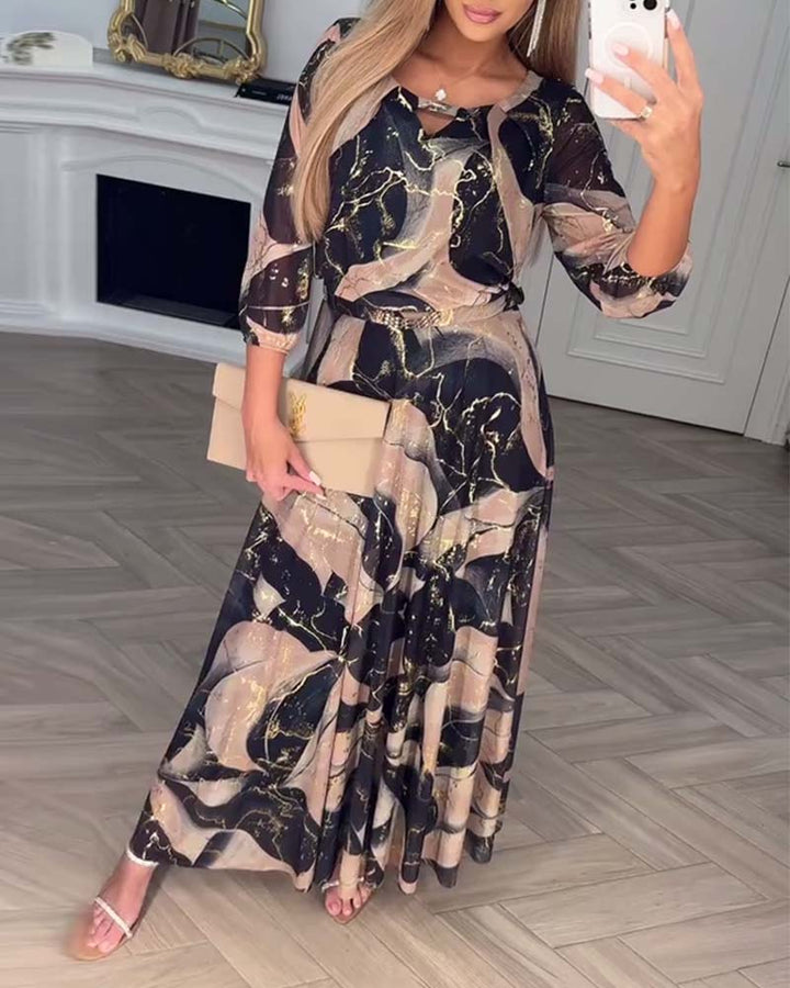 Sophie | Printed Waist Midi Dress