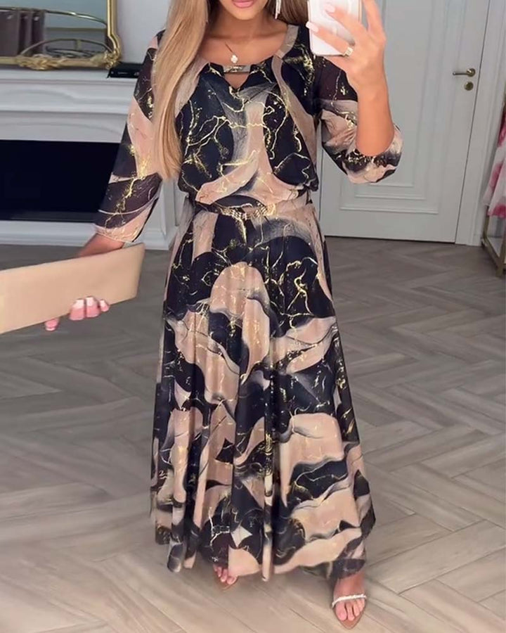 Sophie | Printed Waist Midi Dress