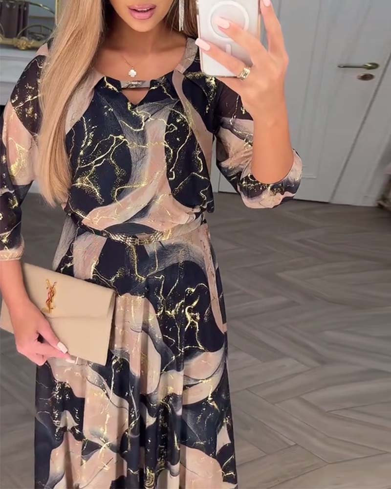 Sophie | Printed Waist Midi Dress