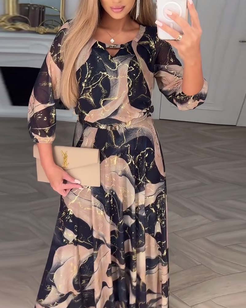 Sophie | Printed Waist Midi Dress