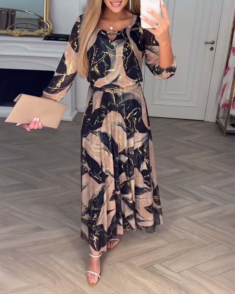 Sophie | Printed Waist Midi Dress