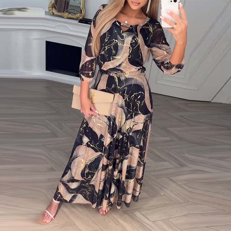 Sophie | Printed Waist Midi Dress
