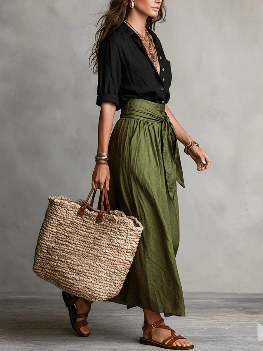 Elara | Elegant Two-Piece Set with Midi Skirt