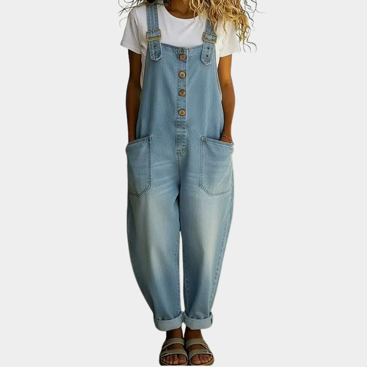 Saylor | Vintage Soft Cotton Denim-Look Overalls