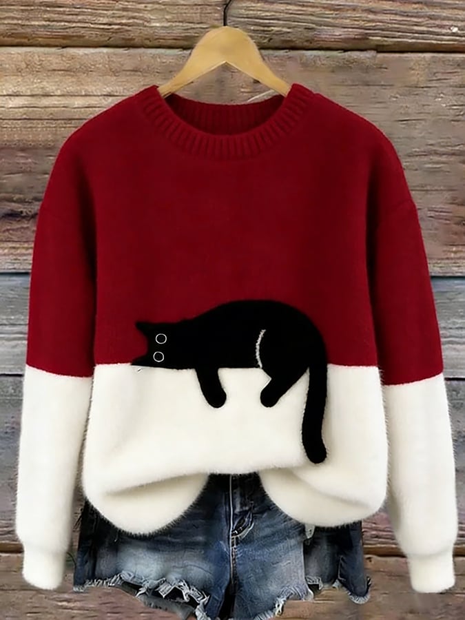Luna | Cat Print Sweater