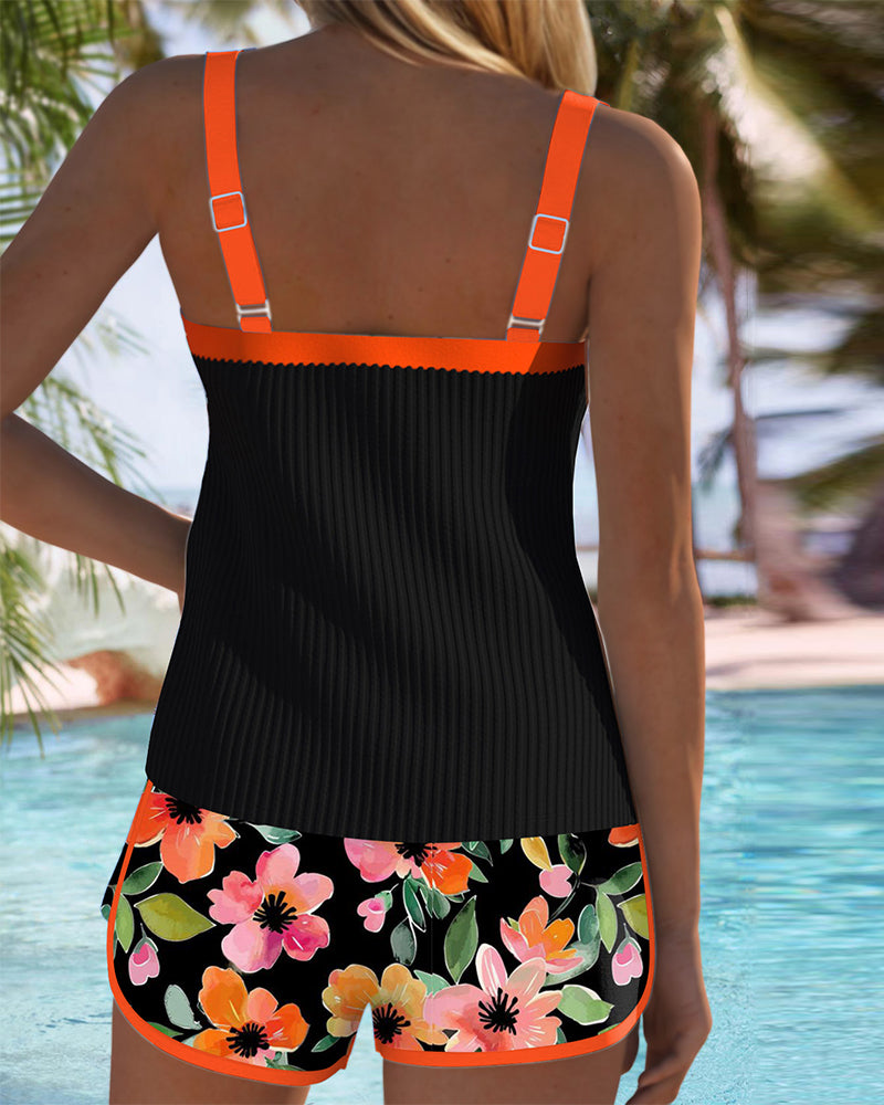 Valeria | Elegant Tankini with Floral Shorts