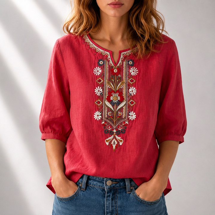 Claire | Embroidered Boho Blouse