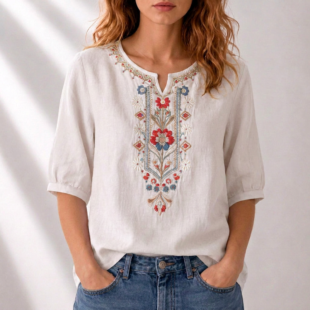 Claire | Embroidered Boho Blouse