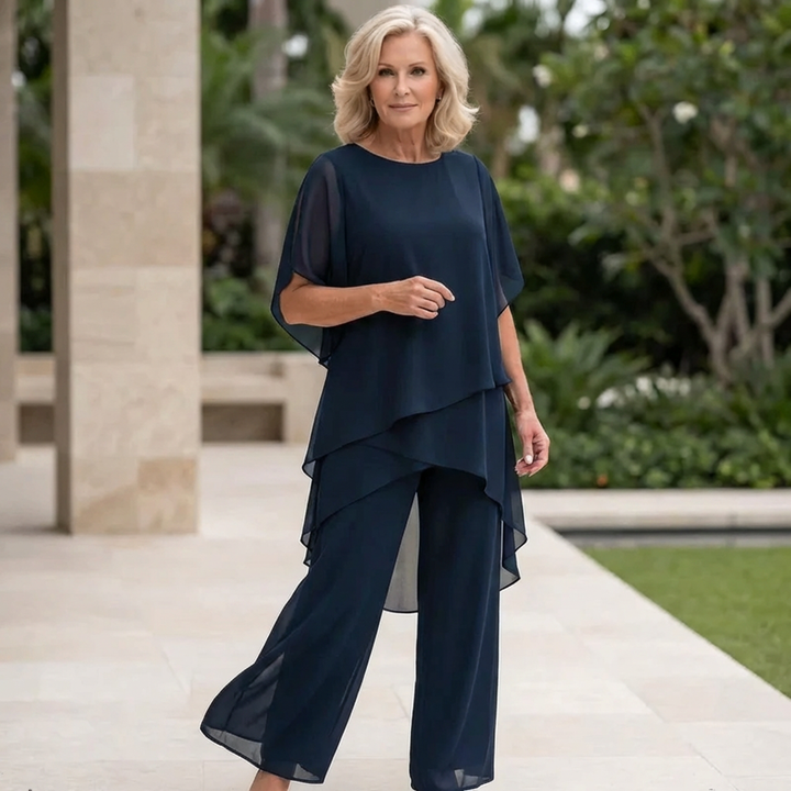 Samatha | Suit with Draped Palazzo Pants
