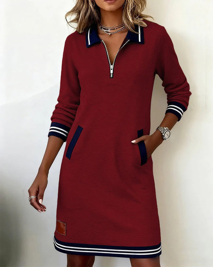 Sylvia | Chic Long-Sleeve Cotton Dress
