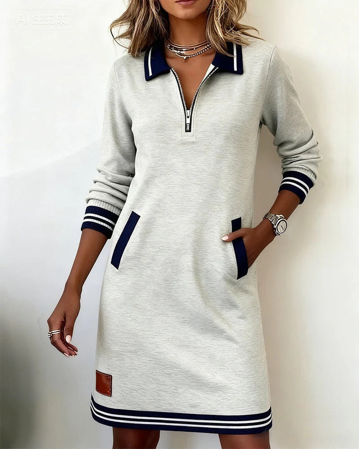 Sylvia | Chic Long-Sleeve Cotton Dress