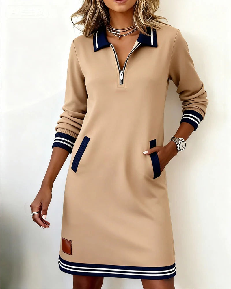 Sylvia | Chic Long-Sleeve Cotton Dress