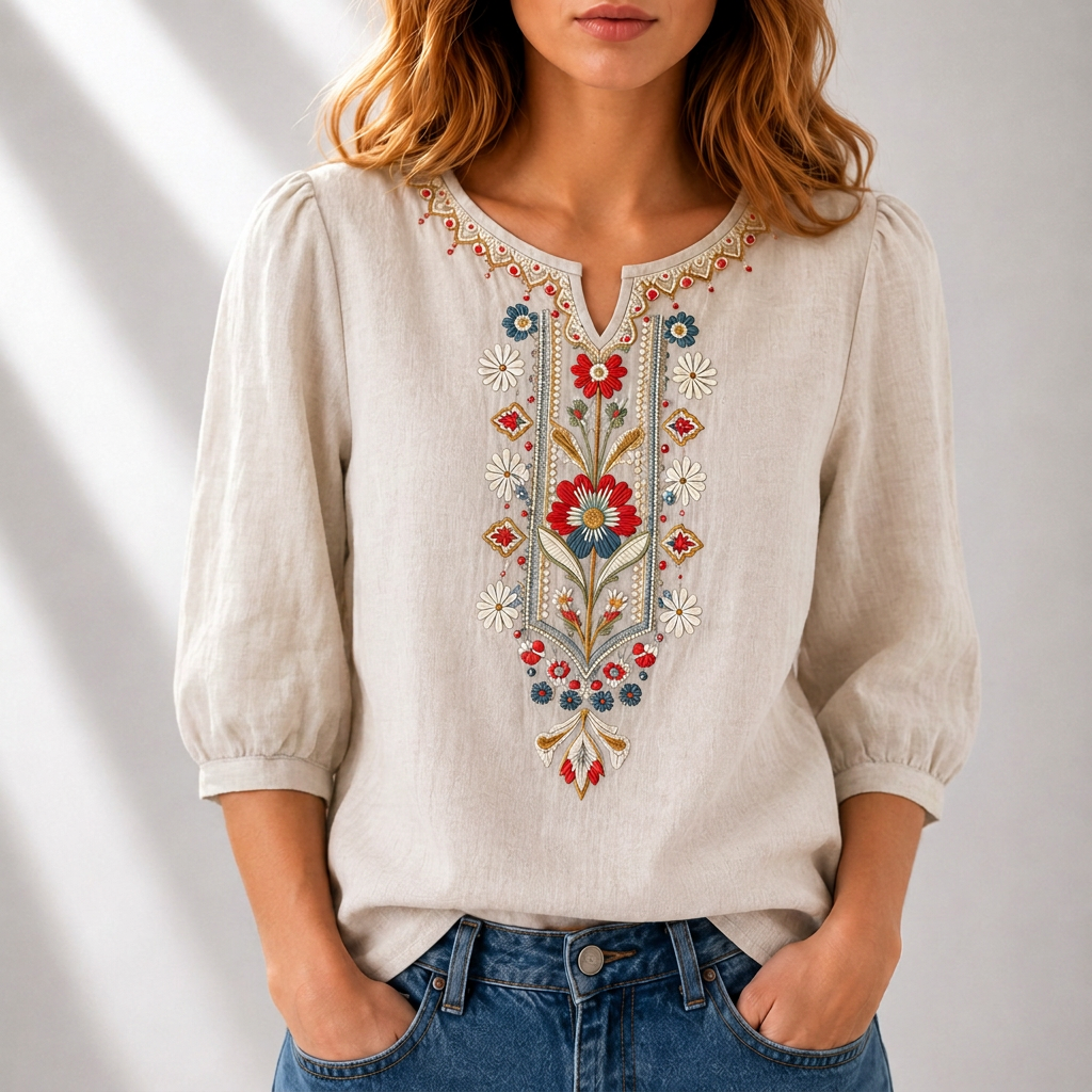 Claire | Embroidered Boho Blouse