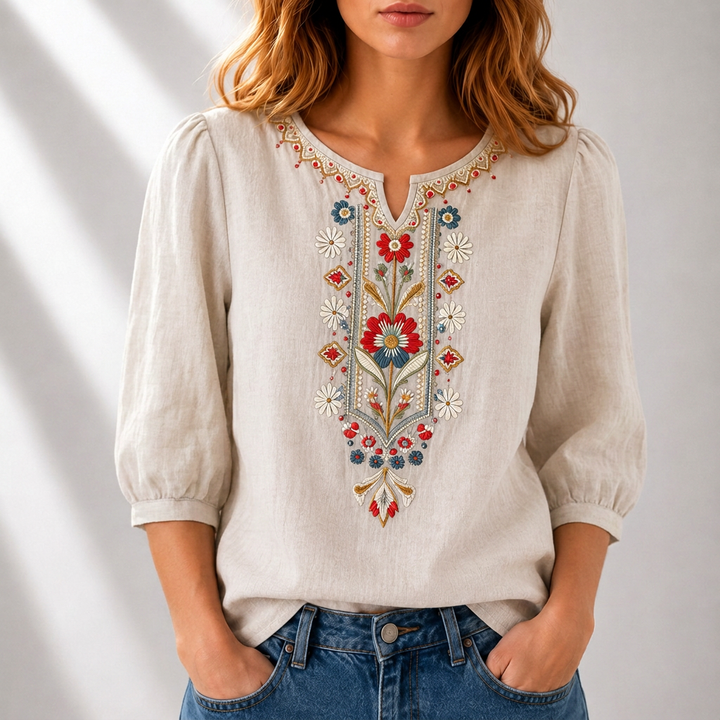 Claire | Embroidered Boho Blouse