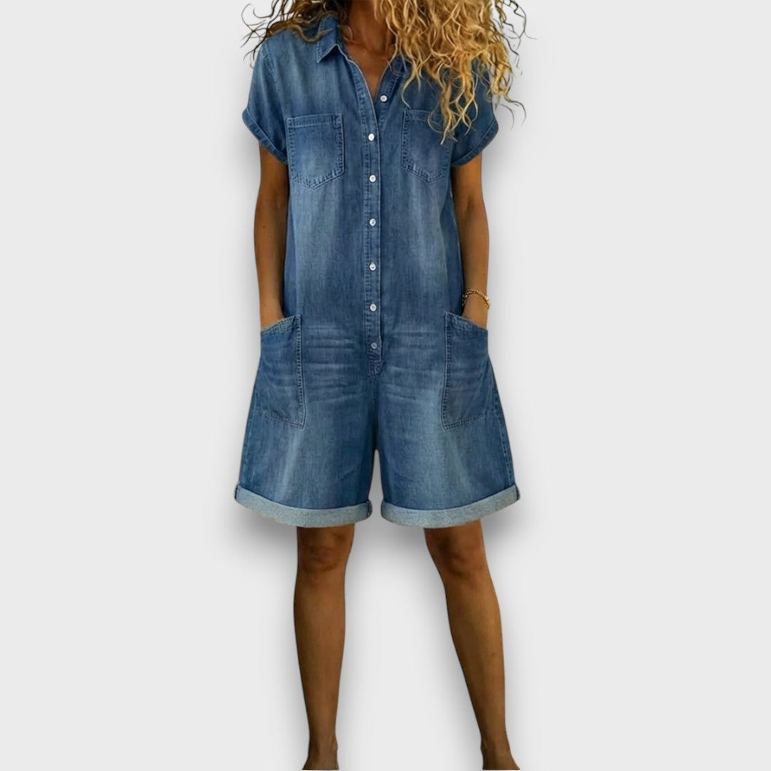 Saylor | Vintage short Denim-Look Overalls